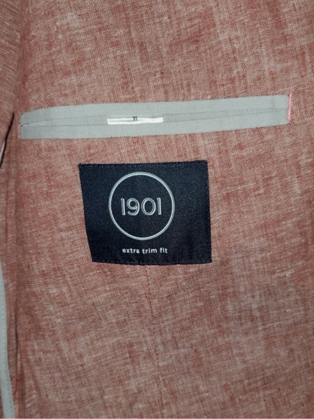 1901 NORDSTROM Extra Trim Fit Linen Blend Sports Coat/Blazer in Salmon Size XXL - Picture 4 of 6